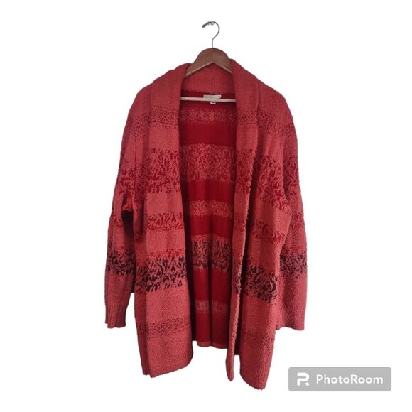 Women's Red/Orange Fuzzy Soft Cardigan - Picture 1 of 6